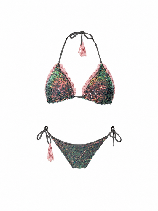 BIKINI STELLA grigio e rosa