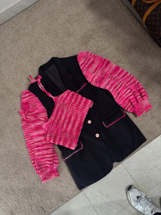 SET BLAZER E TOP FUCSIA E NERO