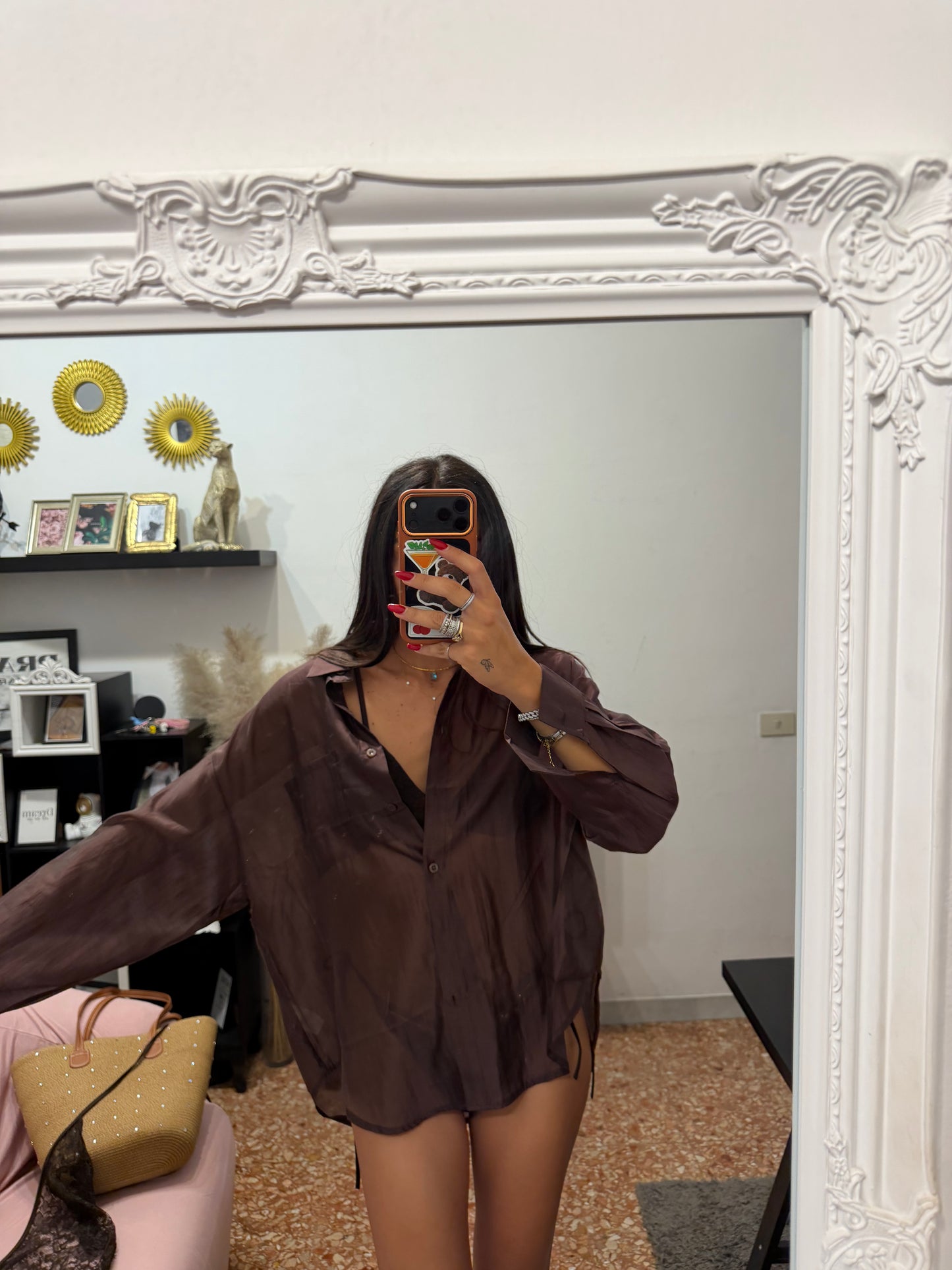 CAMICIA VELATA MARRONE