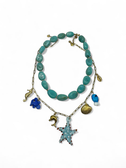 SET BRACCIALE + COLLANE     FONDO MARINO