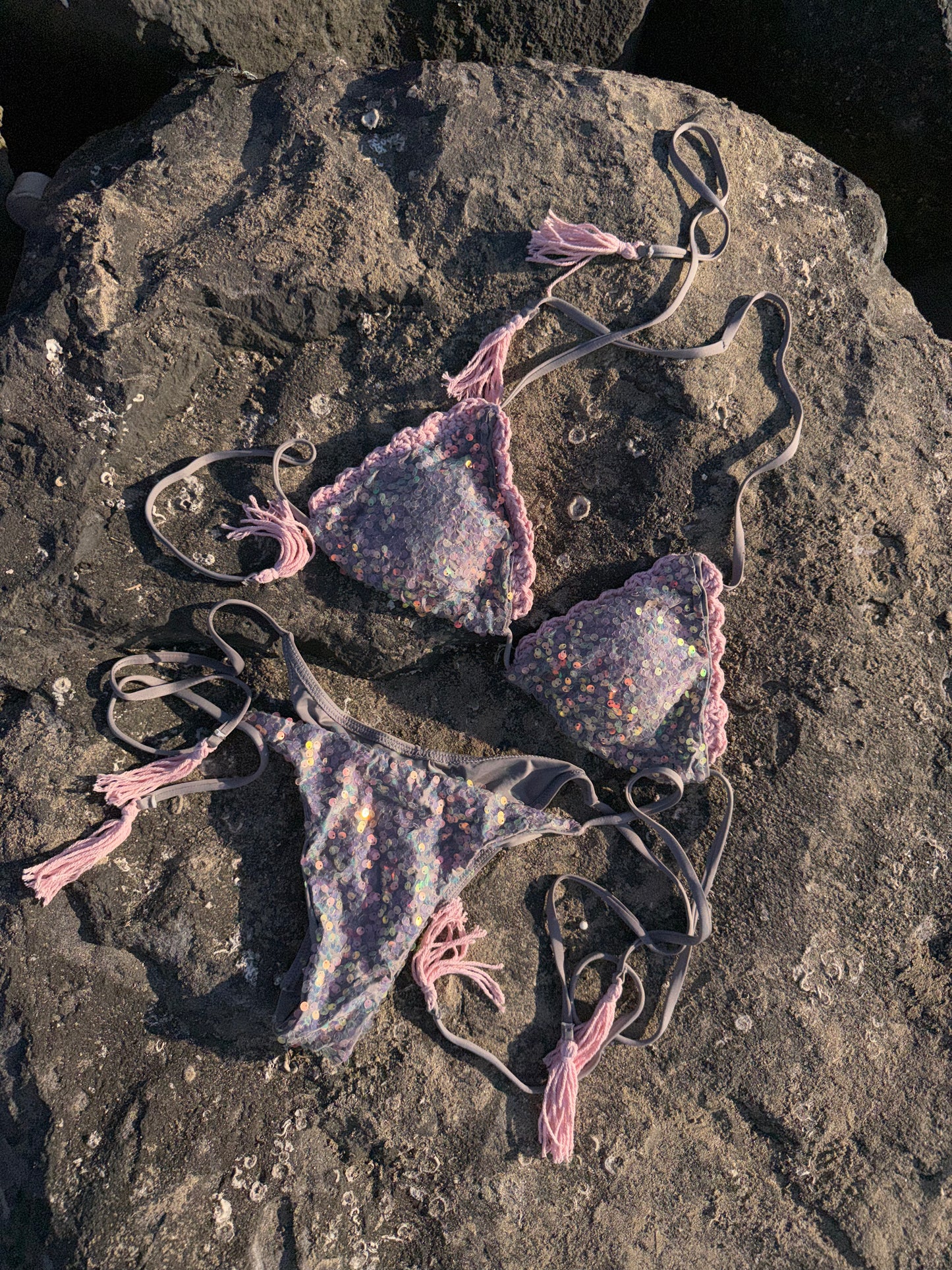 BIKINI STELLA grigio e rosa