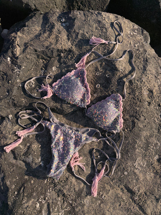 BIKINI STELLA grigio e rosa