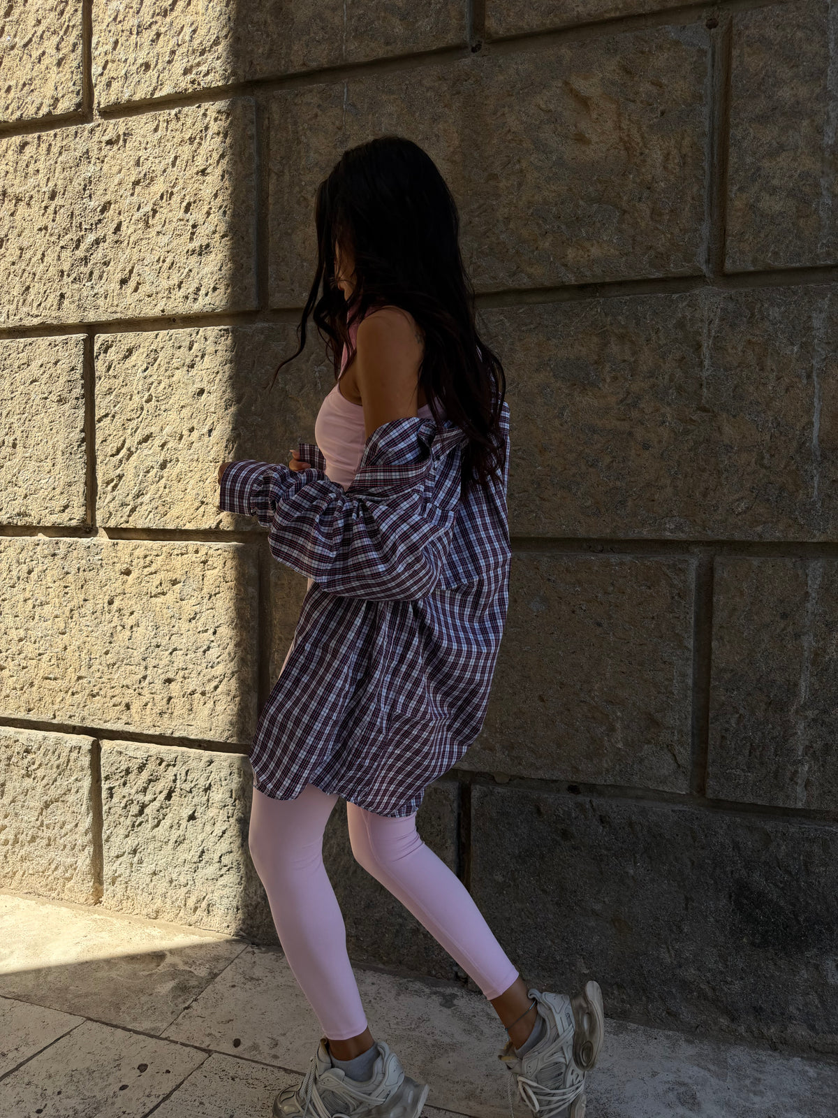 CAMICIA TARTAN ROSA E BLU