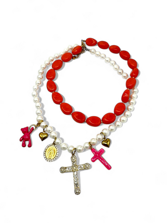 SET COLLANA MIREA fucsia