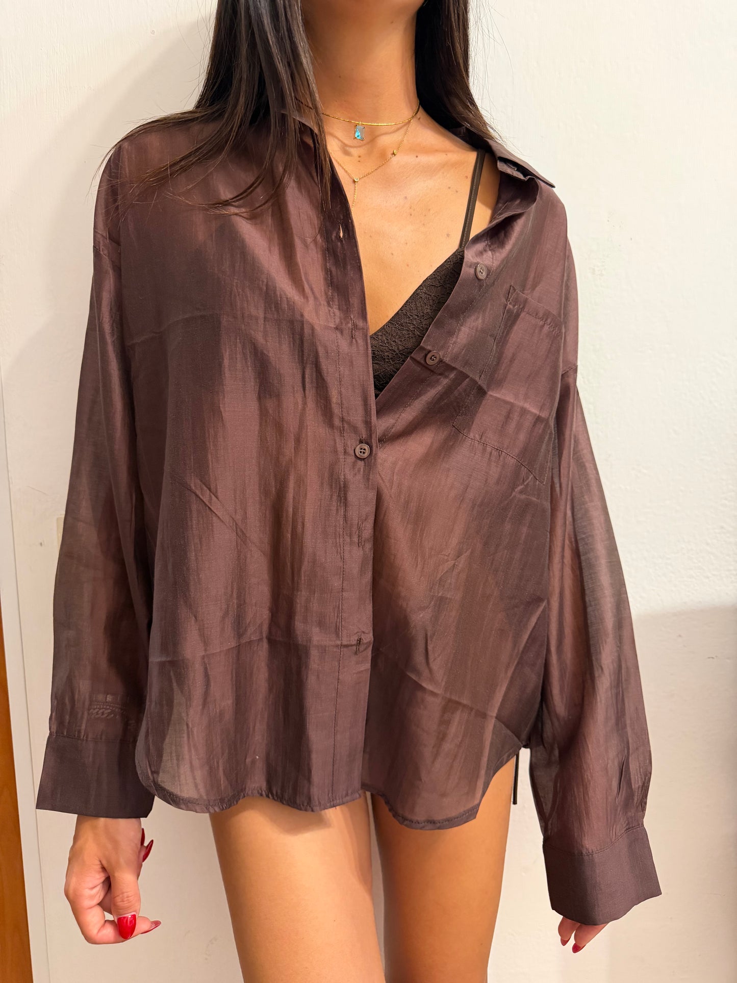 CAMICIA VELATA MARRONE