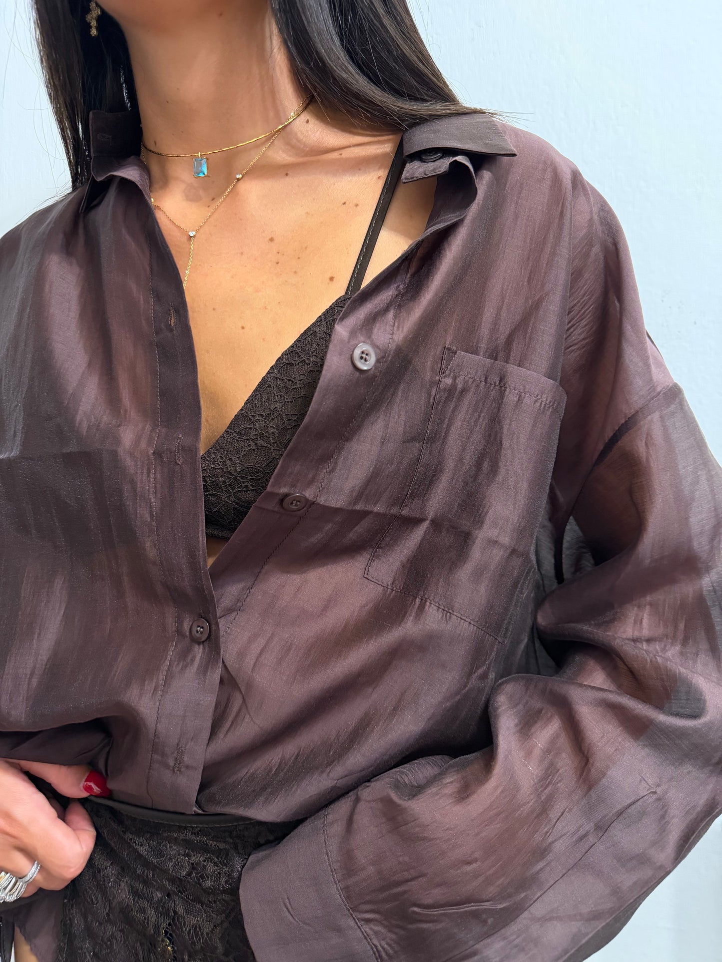 CAMICIA VELATA MARRONE