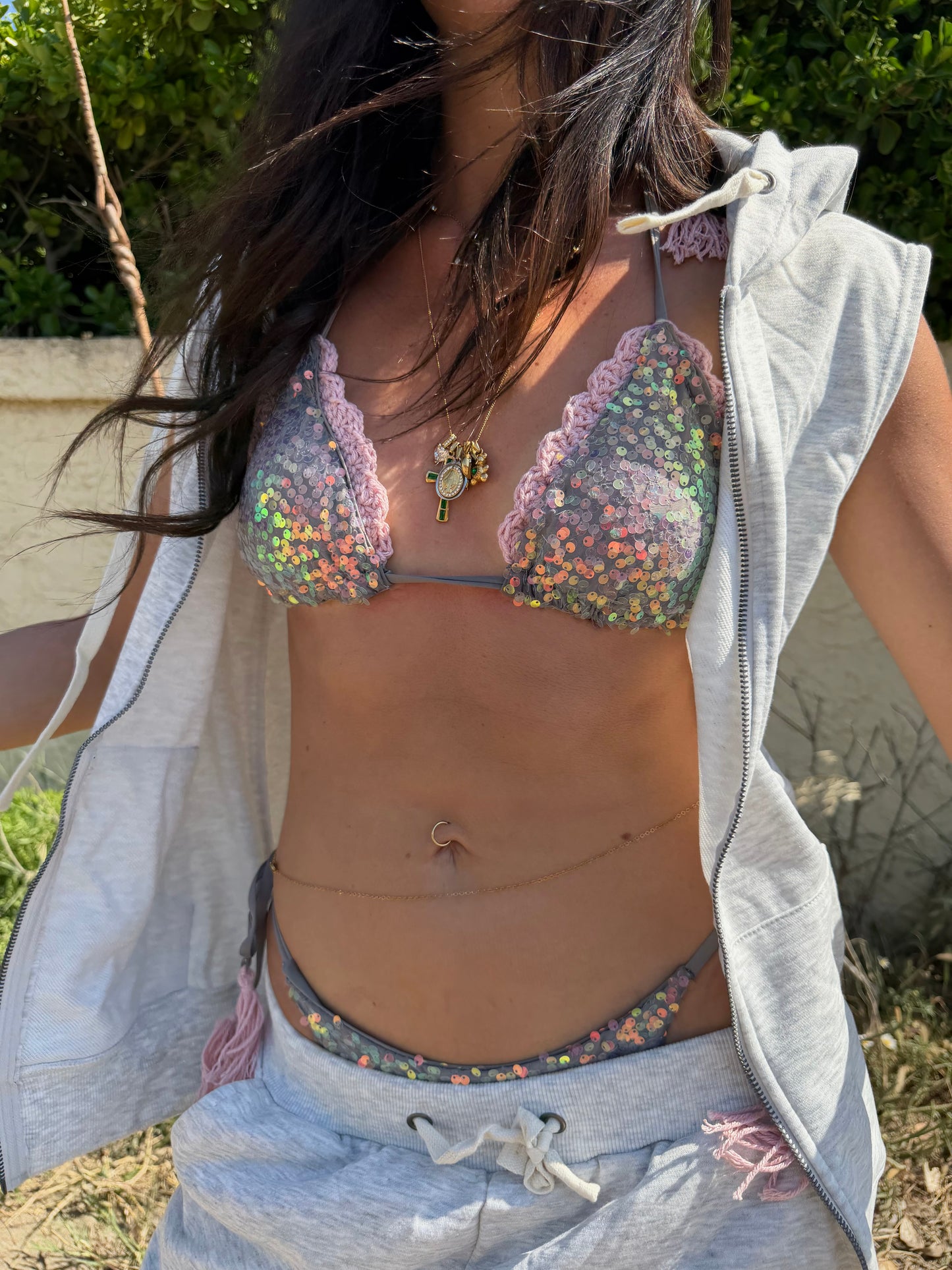 BIKINI STELLA grigio e rosa