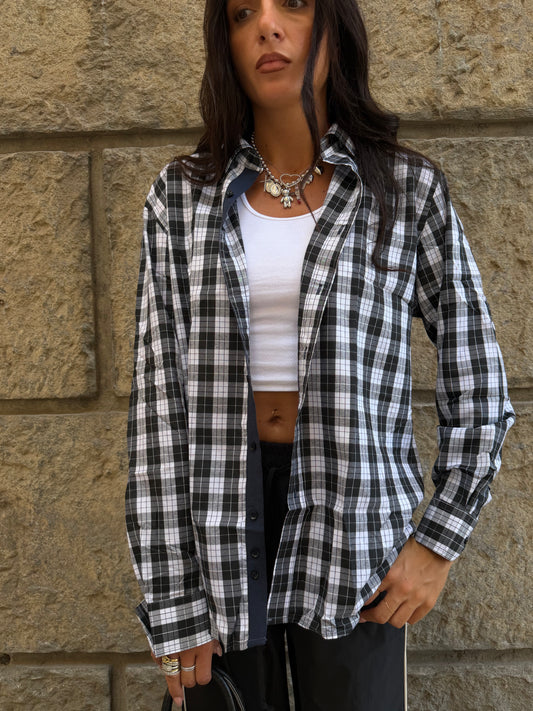 CAMICA TARTAN BIANCHI E NERI