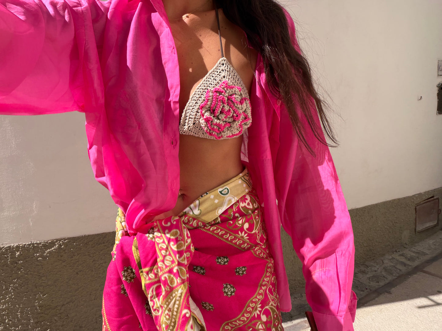 CAMICIA VELATA FUCSIA