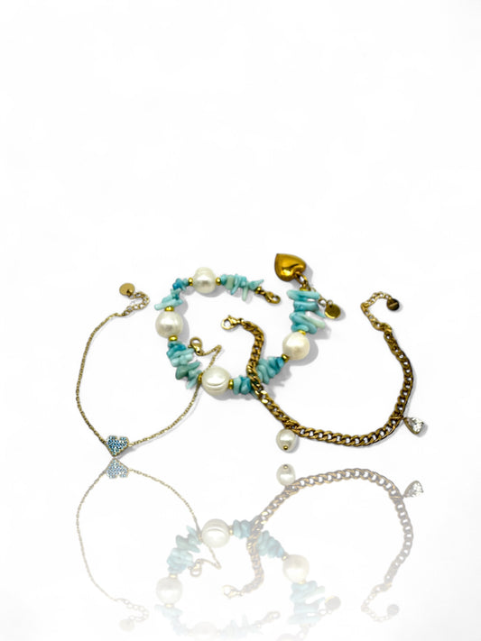 SET BRACCIALI PERLE