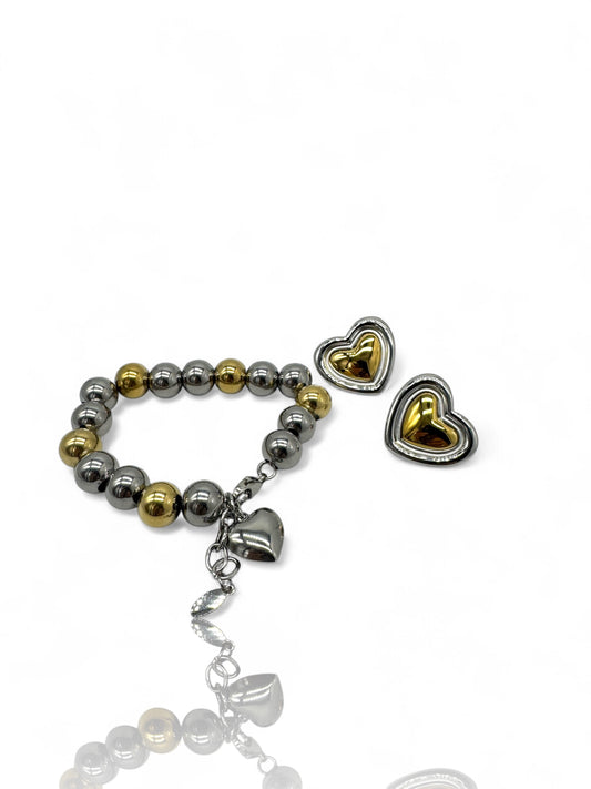 SET BRACCIALE E ORECCHINI BICOLOR